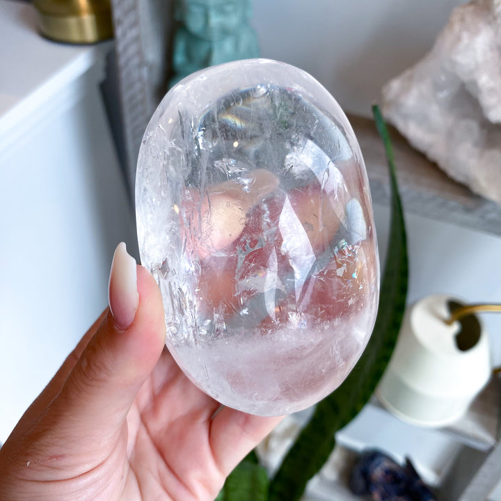 Jumbo Clear Quartz Palm Stone 