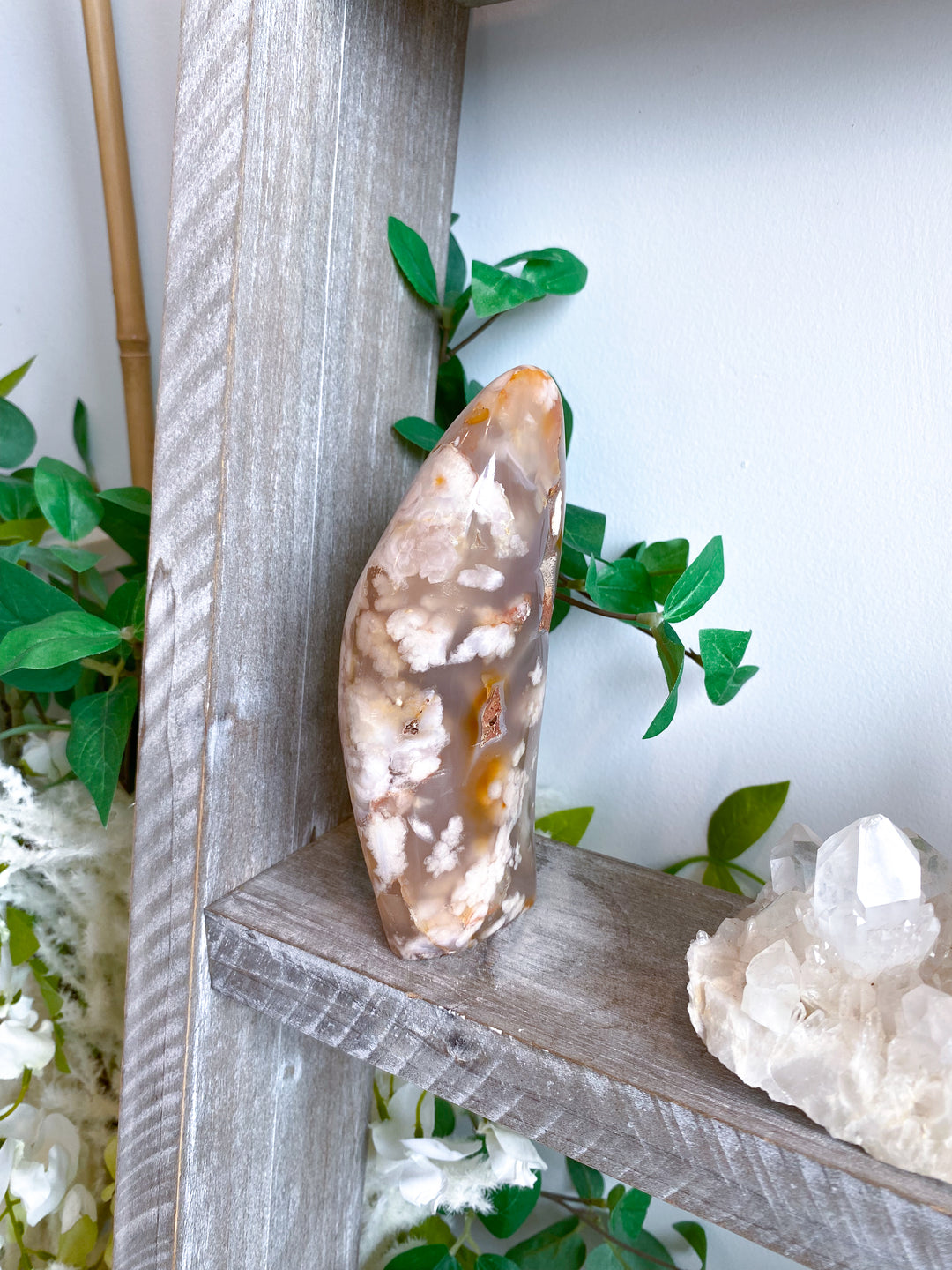 TALL Red, Pink, Orange Flower Agate Freeform #7