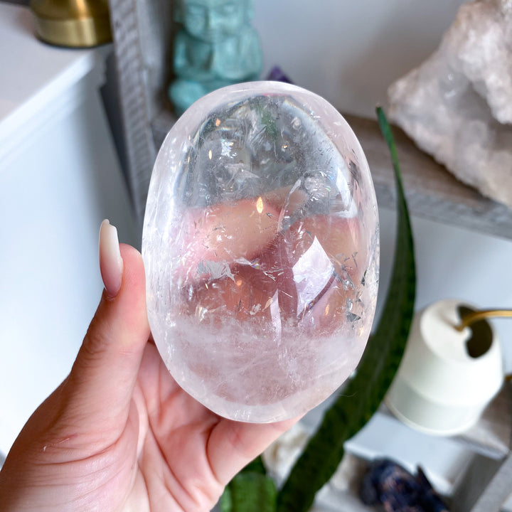 Jumbo Clear Quartz Palm Stone 