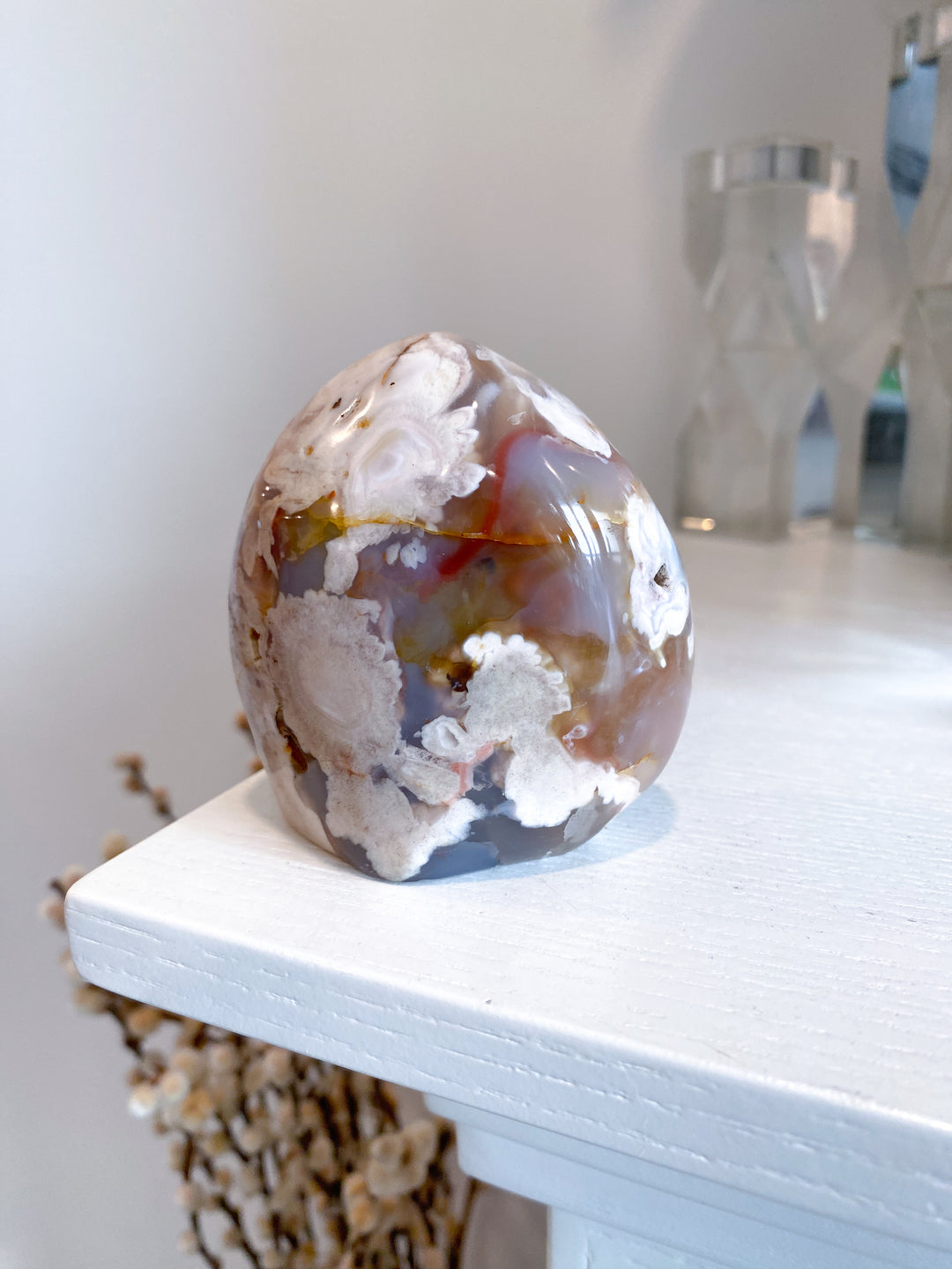Duality Pink, Red Flower Agate Freeform #6