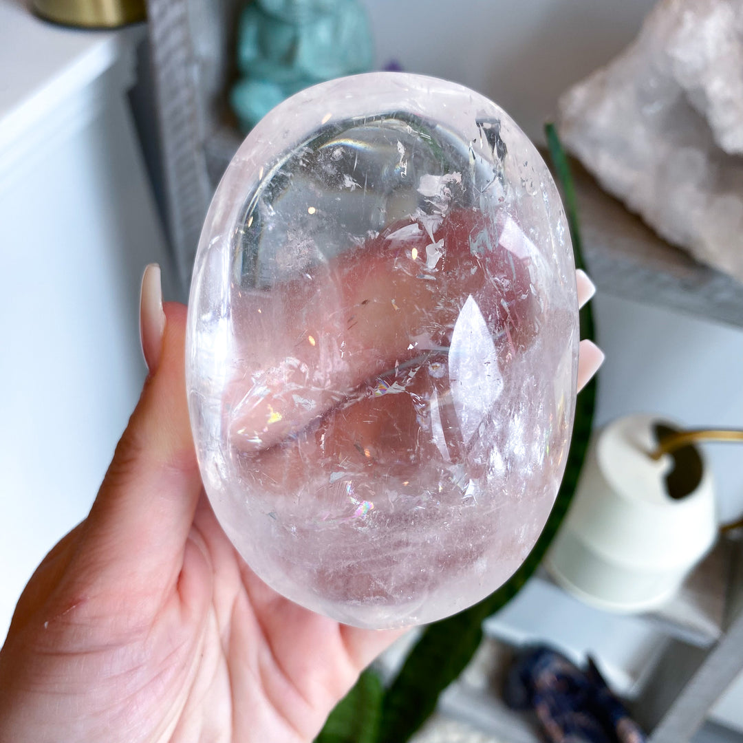 Jumbo Clear Quartz Palm Stone 