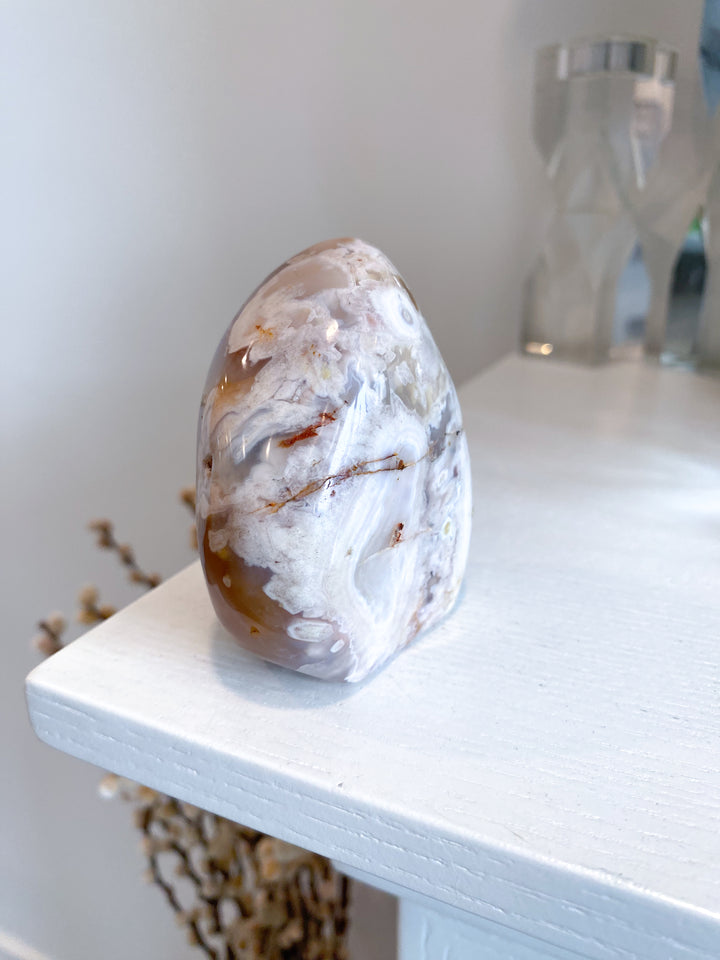 Duality Pink, Red Flower Agate Freeform #6