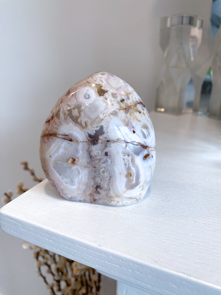 Duality Pink, Red Flower Agate Freeform #6