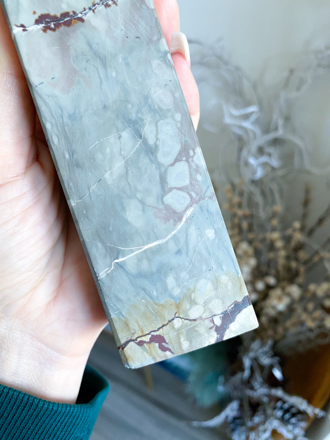 Gorgeous 8" Tall XL Picture Jasper Mauve, Gray Tower