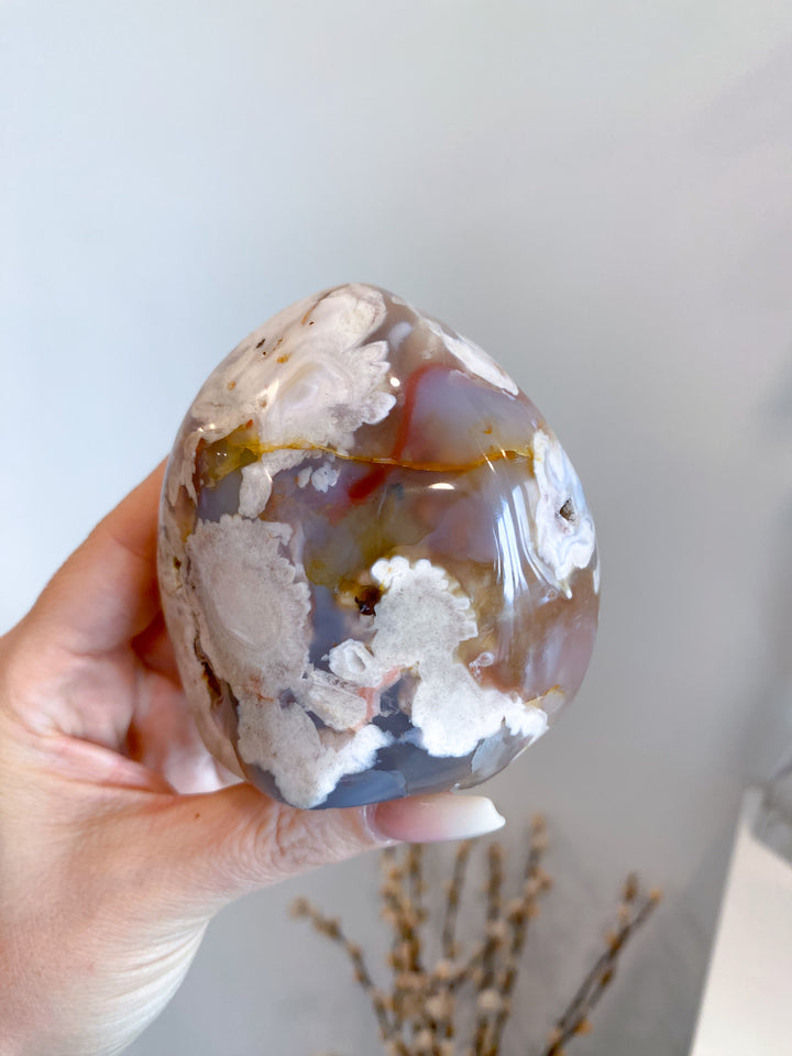 Duality Pink, Red Flower Agate Freeform #6