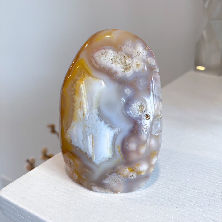 Stripey, Cheerful Flower Agate Freeform #12