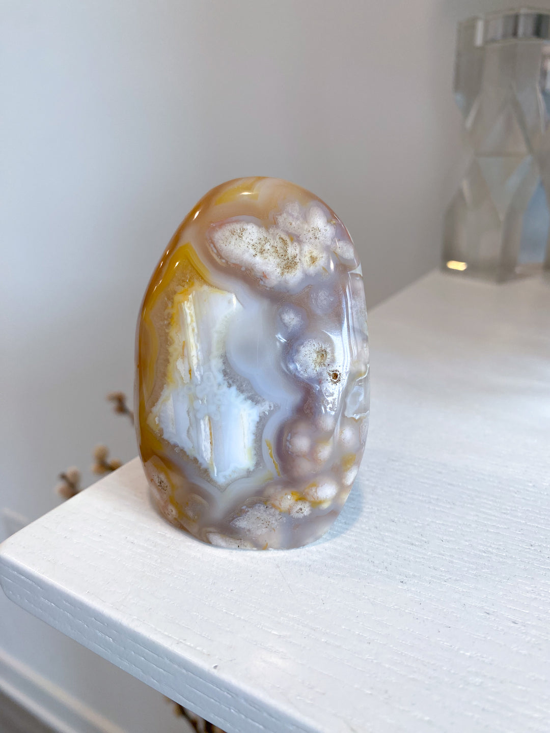 Stripey, Cheerful Flower Agate Freeform #12