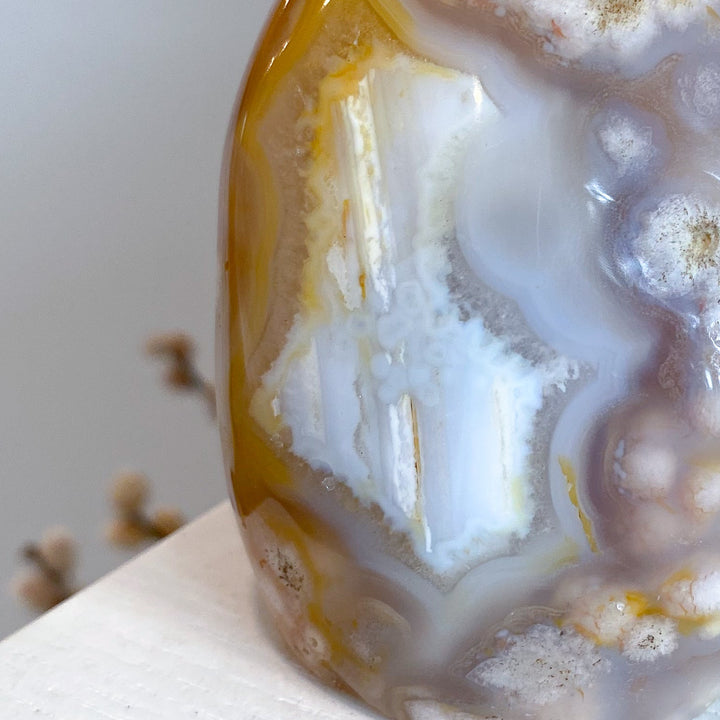 Stripey, Cheerful Flower Agate Freeform #12