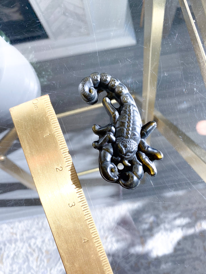 Golden Sheen Obsidian Scorpion Carving