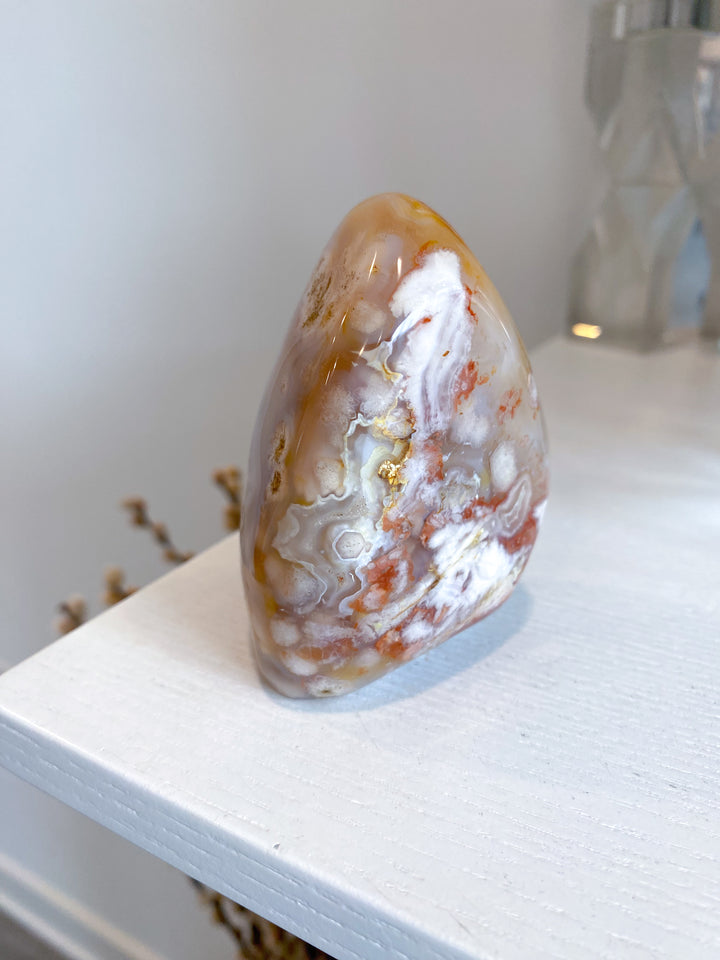 Stripey, Cheerful Flower Agate Freeform #12