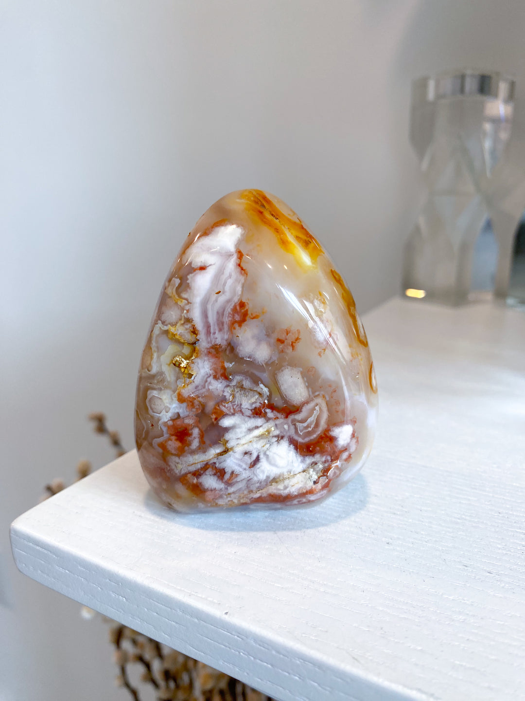 Stripey, Cheerful Flower Agate Freeform #12