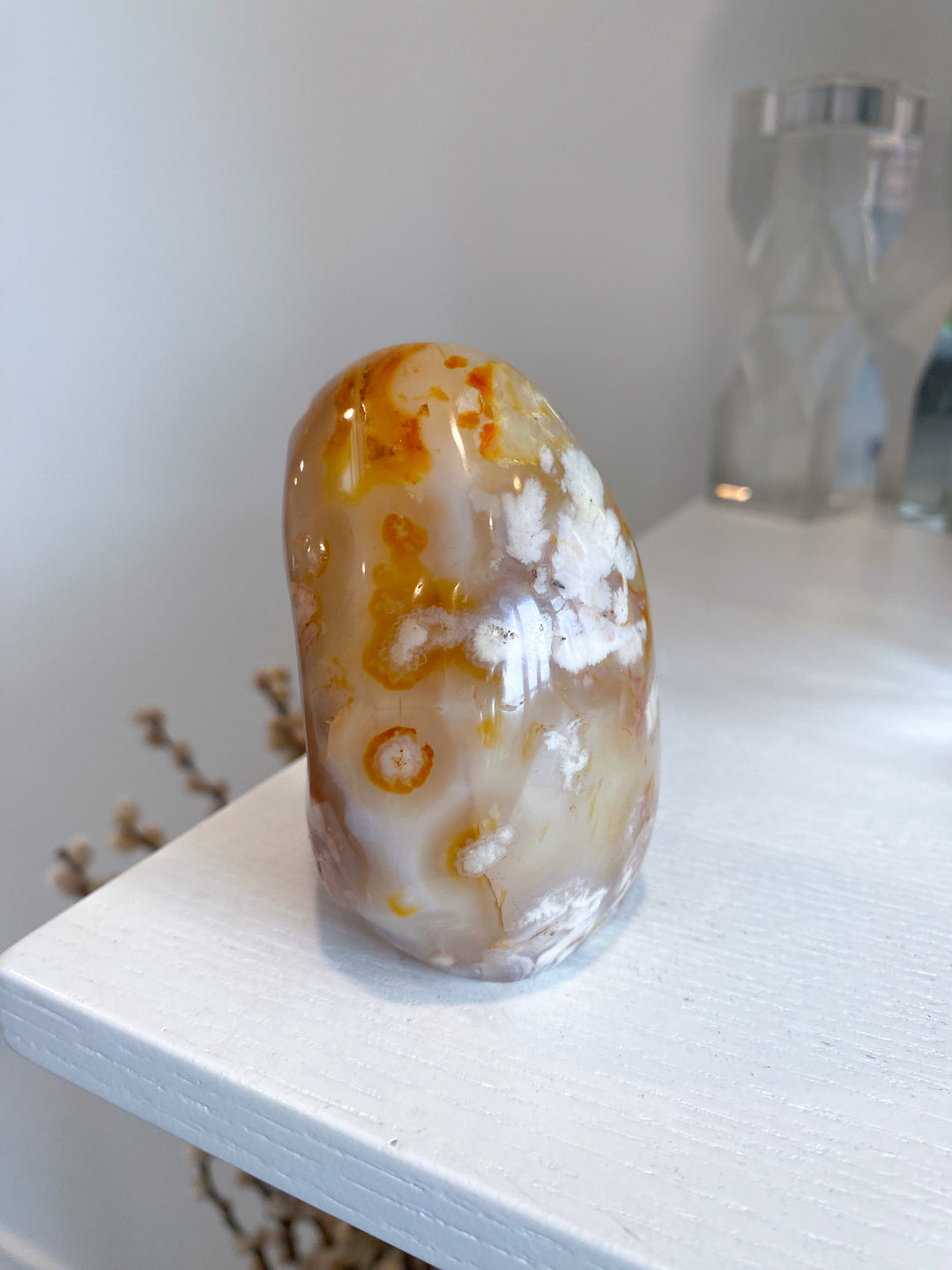 Stripey, Cheerful Flower Agate Freeform #12