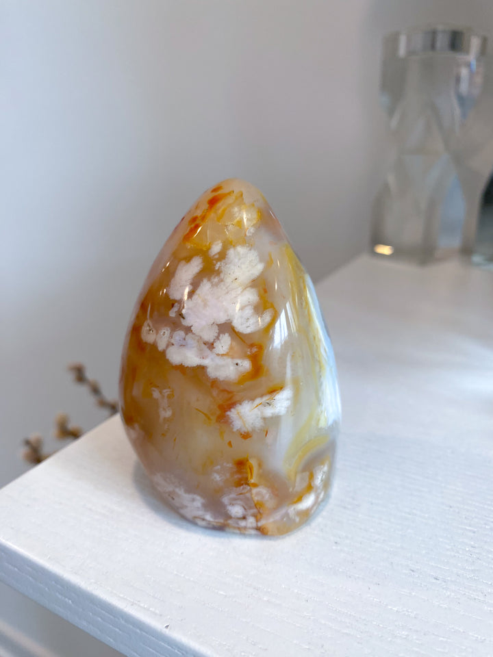 Stripey, Cheerful Flower Agate Freeform #12
