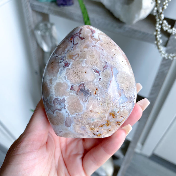 Pink Flower Agate Freeform 
