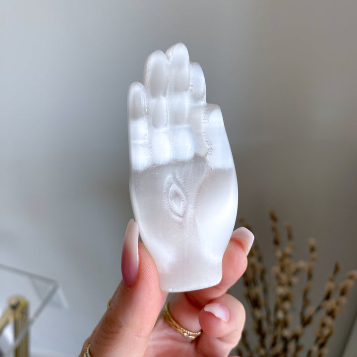 Selenite Hamsa Hand - Goddess Hand