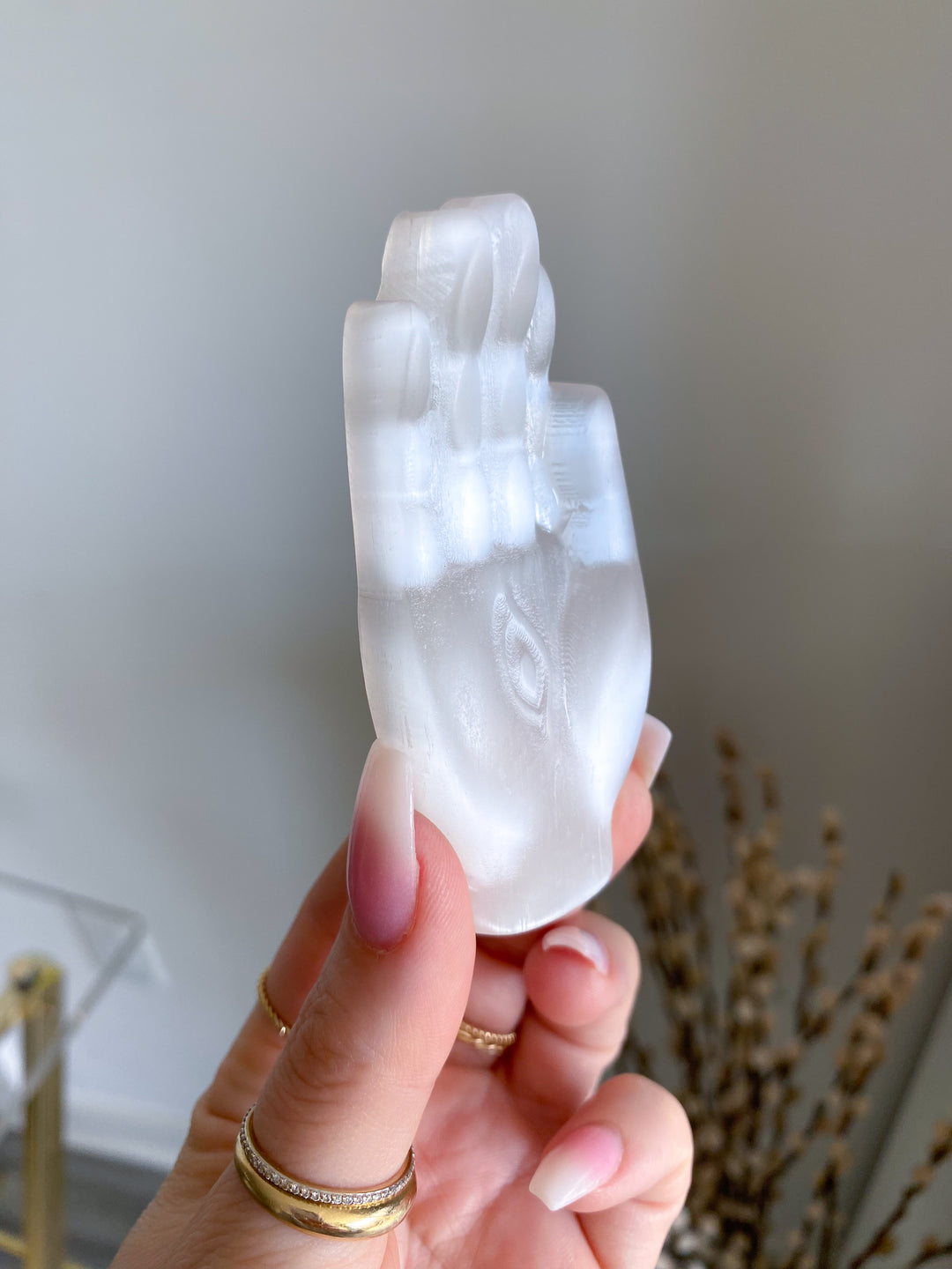 Selenite Hamsa Hand - Goddess Hand