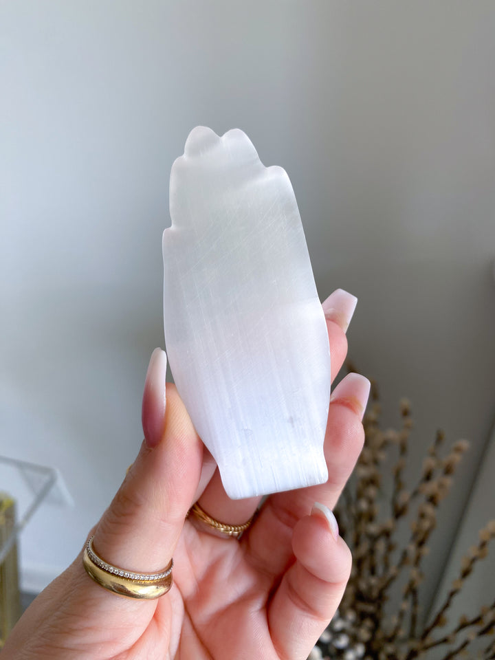 Selenite Hamsa Hand - Goddess Hand