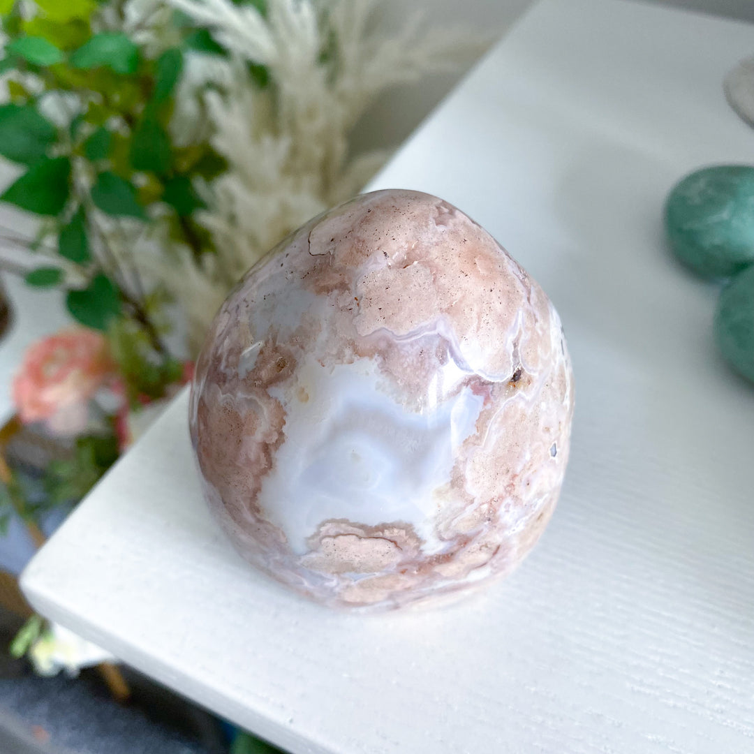 Pink Flower Agate Freeform 