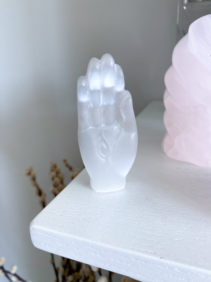 Selenite Hamsa Hand - Goddess Hand
