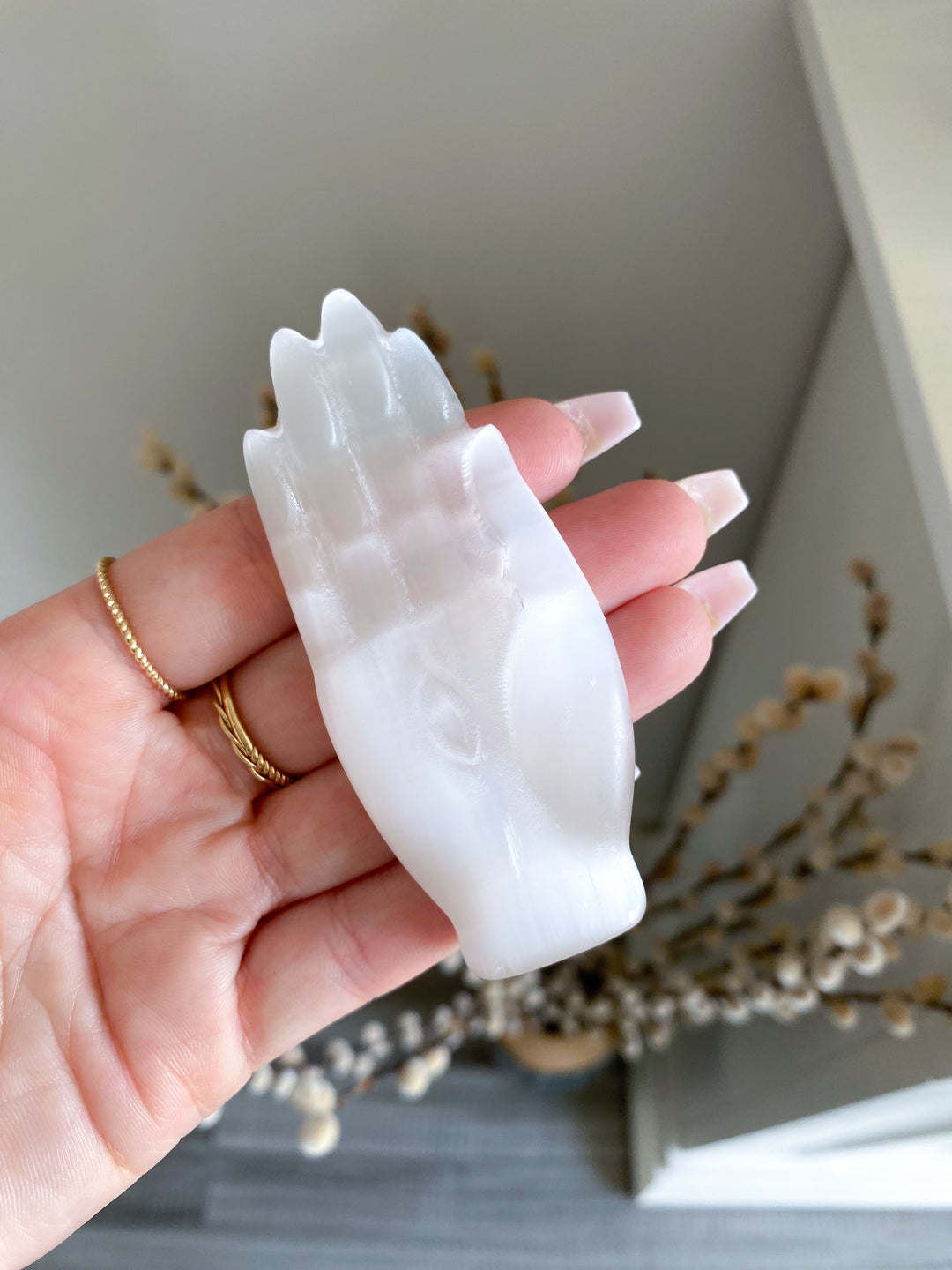 Selenite Hamsa Hand - Goddess Hand