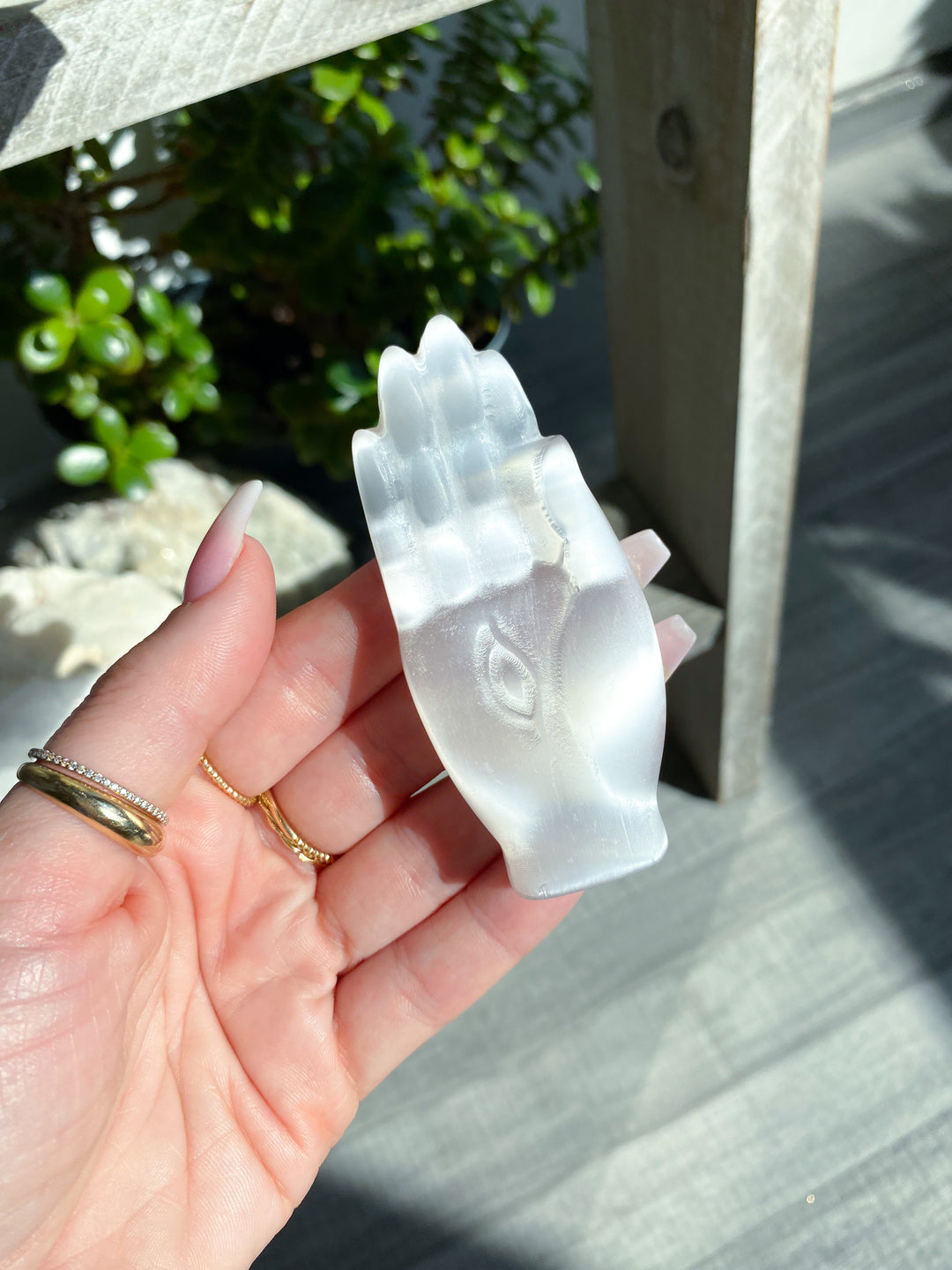 Selenite Hamsa Hand - Goddess Hand