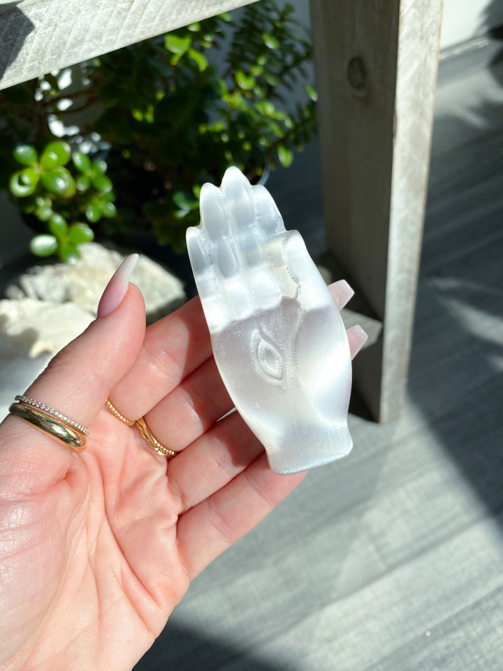 Selenite Hamsa Hand - Goddess Hand