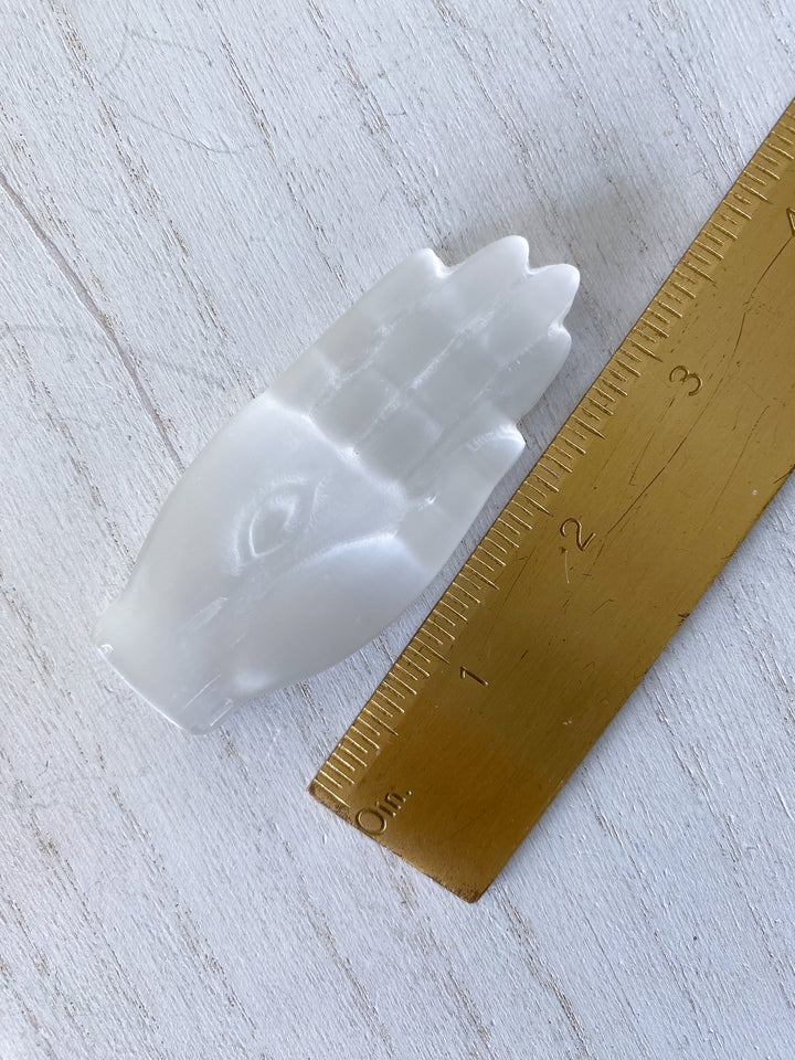 Selenite Hamsa Hand - Goddess Hand