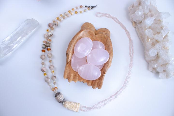 Pink Calcite Palm Stone