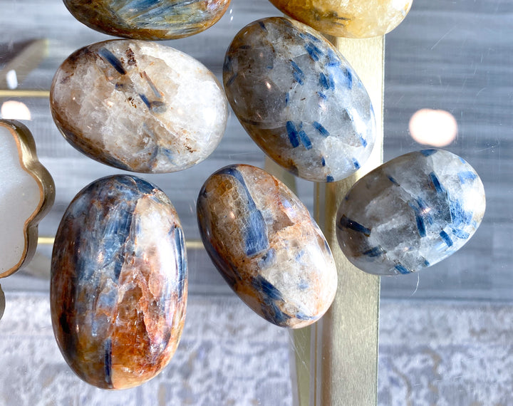 Golden Healer and Blue Kyanite Palm Stone