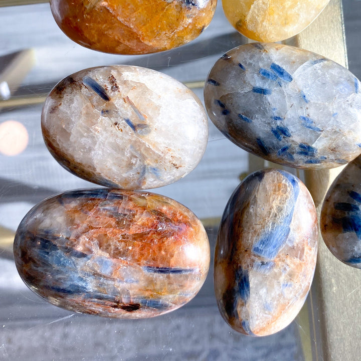 Golden Healer and Blue Kyanite Palm Stone