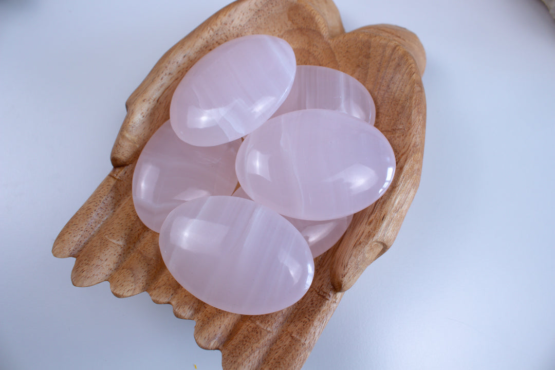 Pink Calcite Palm Stone