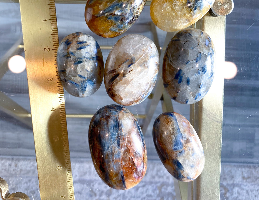 Golden Healer and Blue Kyanite Palm Stone