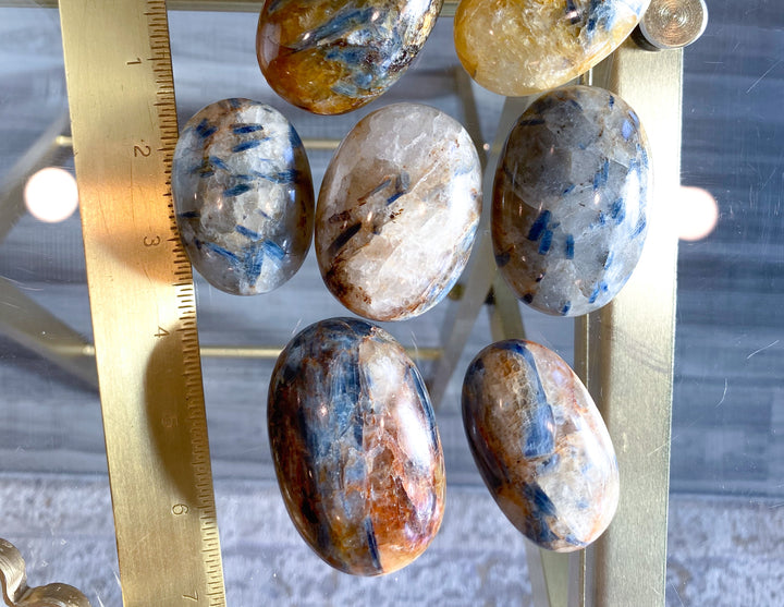 Golden Healer and Blue Kyanite Palm Stone