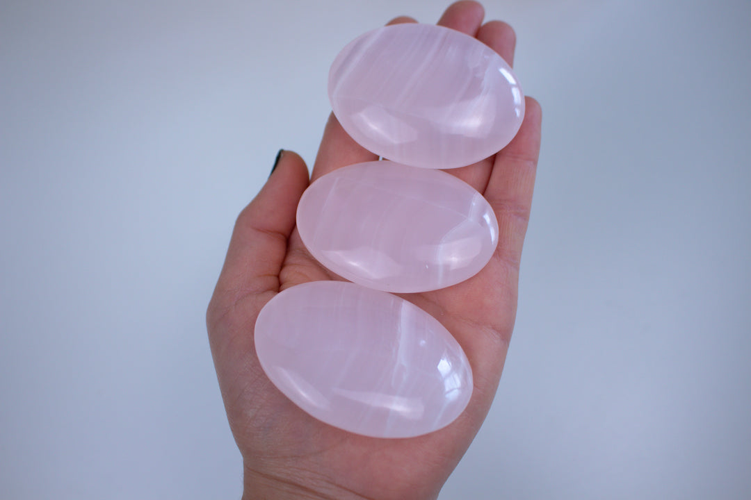 Pink Calcite Palm Stone