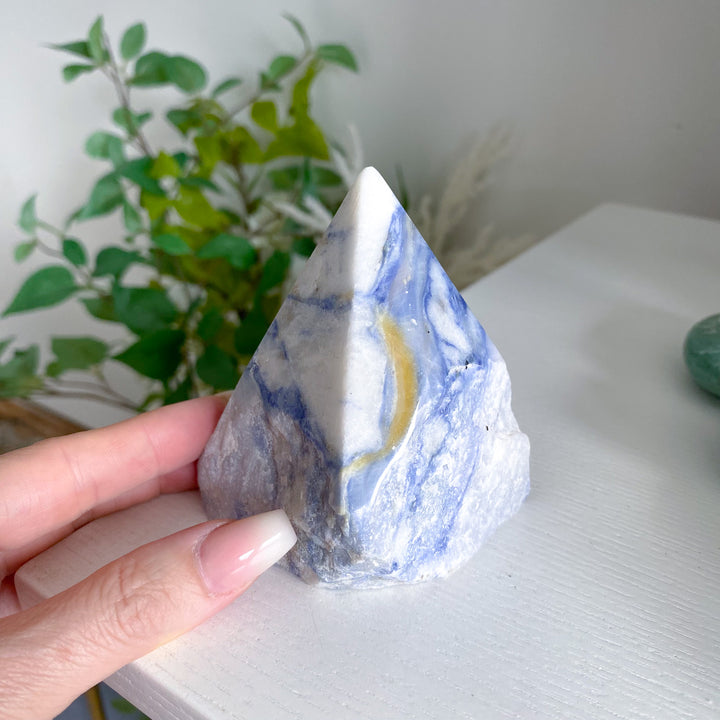 Large Mustard Streak Afghanite Top Polish Point 