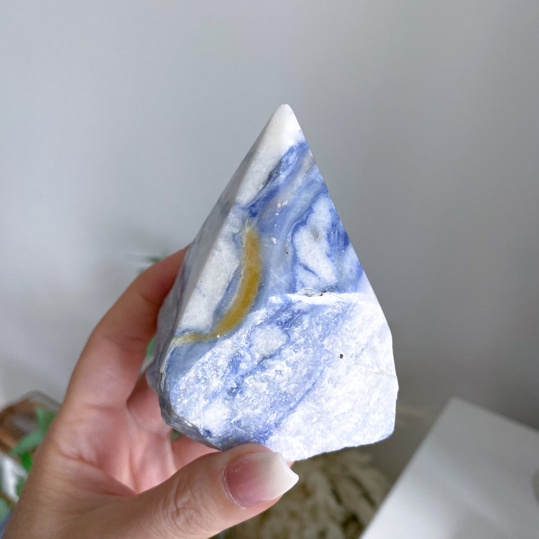 Large Mustard Streak Afghanite Top Polish Point 