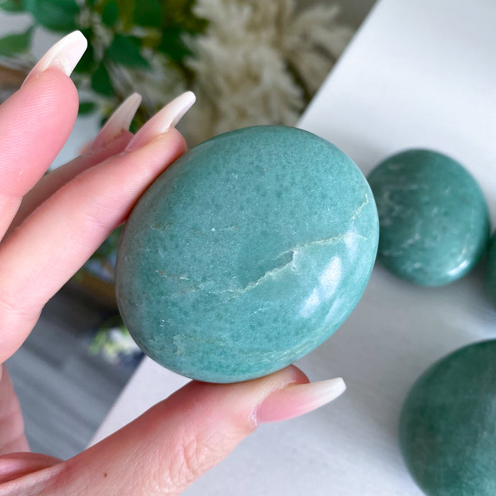 Abundance: Apple Green Aventurine Palm Stone
