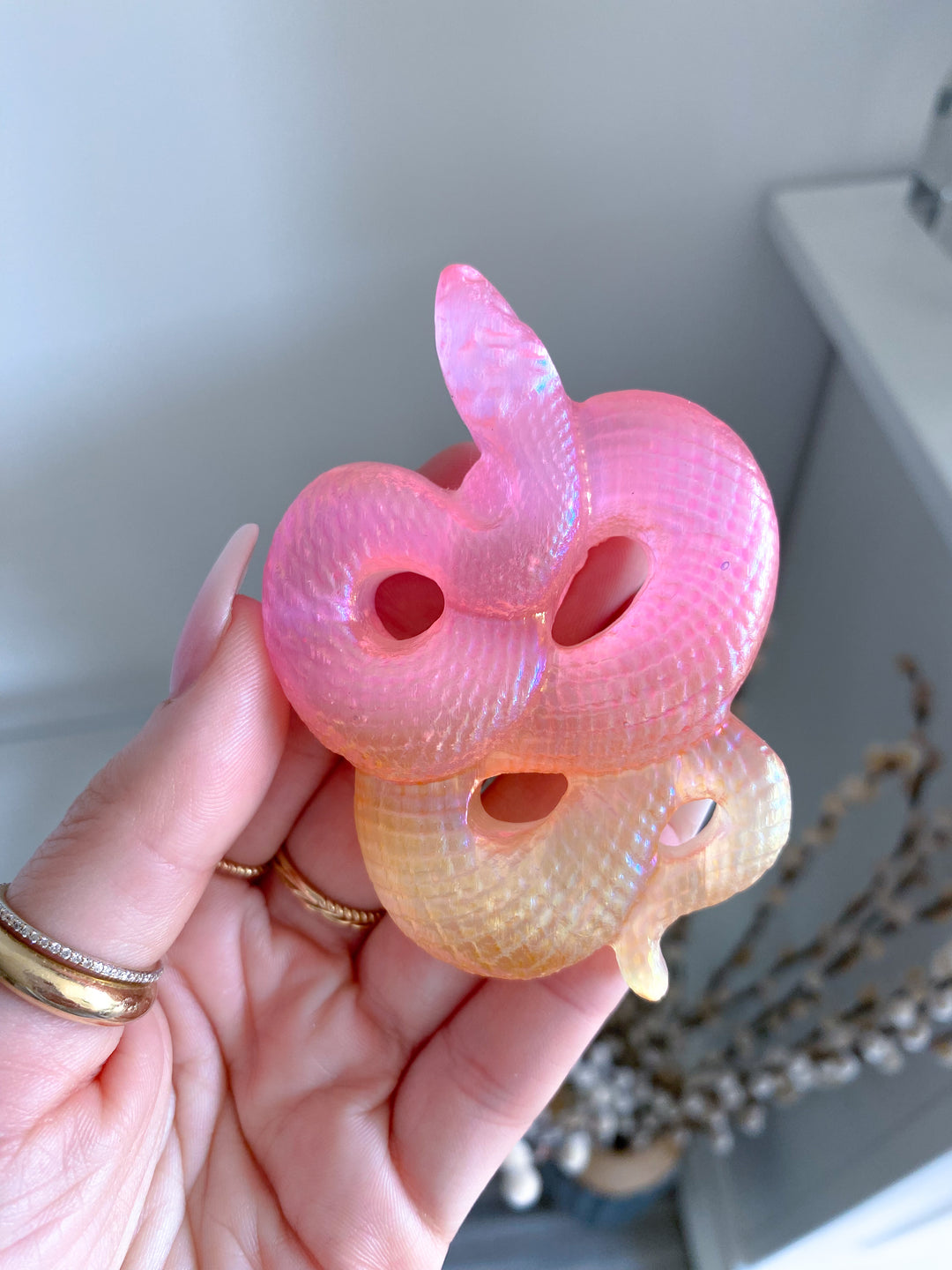 Aura Selenite Snake Carving