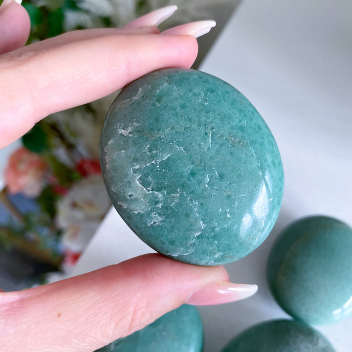 Abundance: Apple Green Aventurine Palm Stone