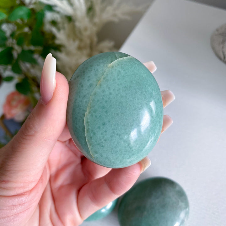 Abundance: Apple Green Aventurine Palm Stone