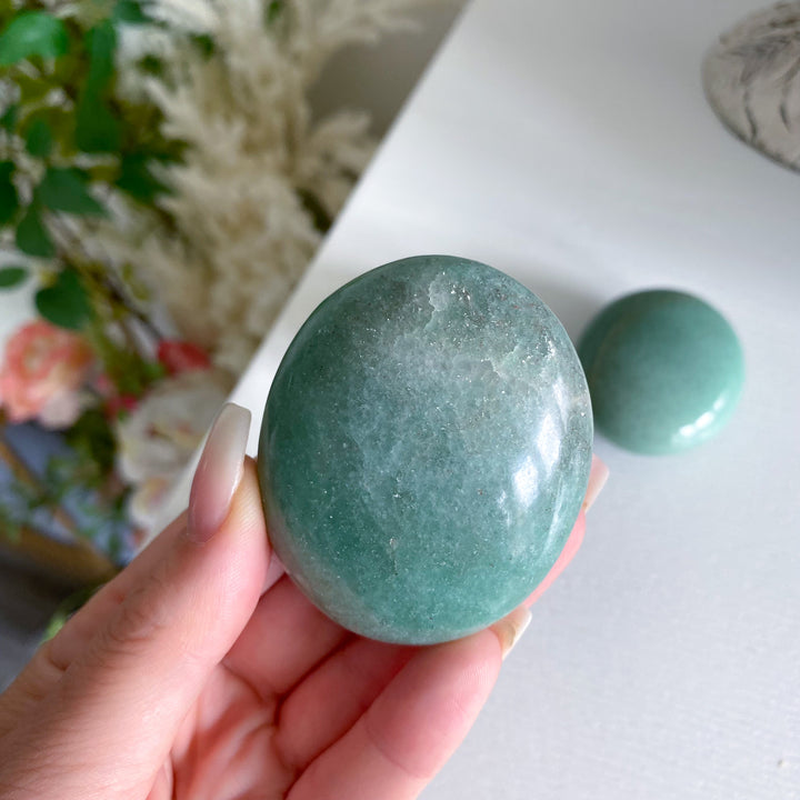 Abundance: Apple Green Aventurine Palm Stone