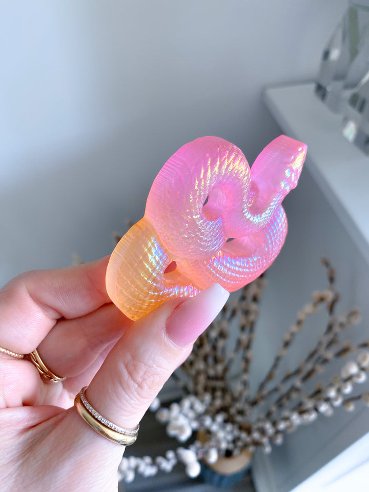 Aura Selenite Snake Carving