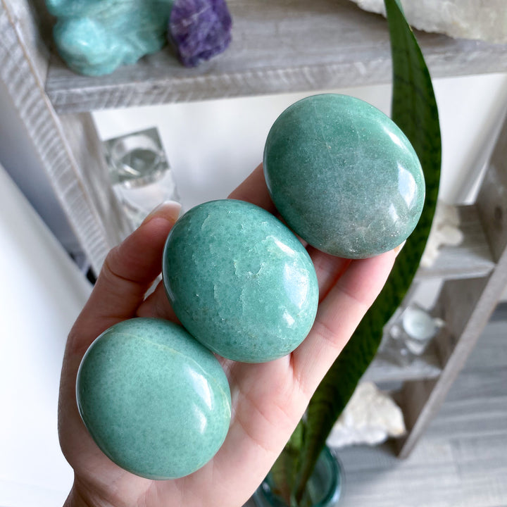 Abundance: Apple Green Aventurine Palm Stone
