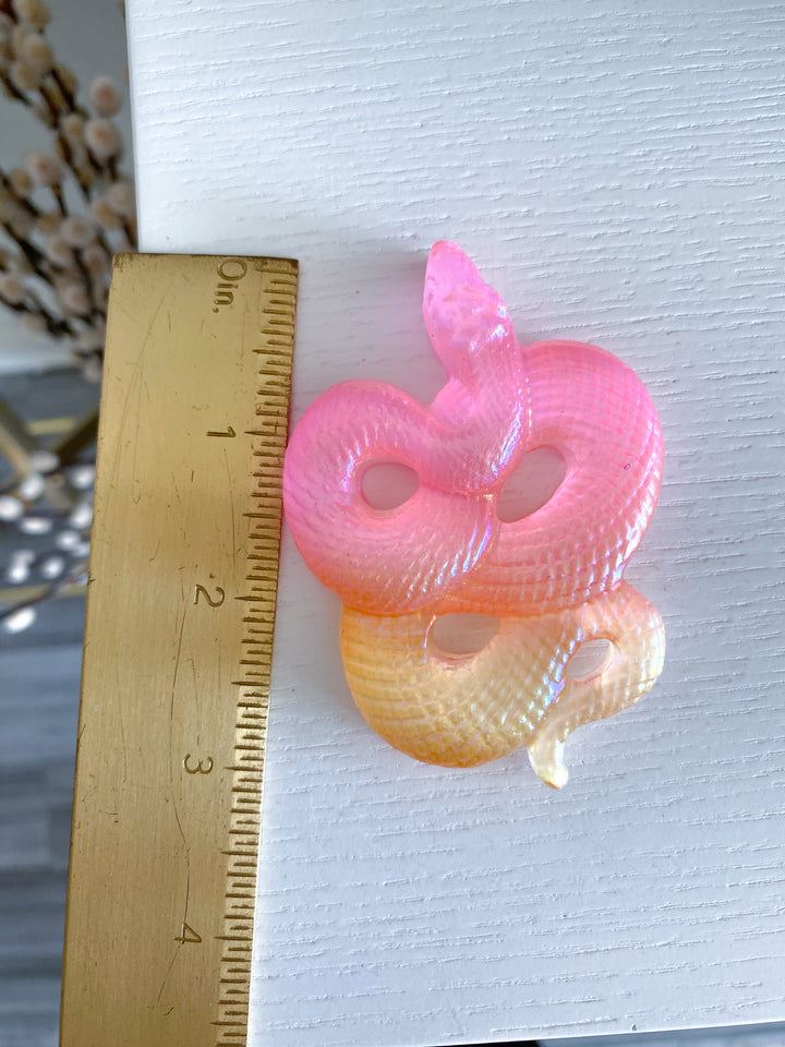 Aura Selenite Snake Carving
