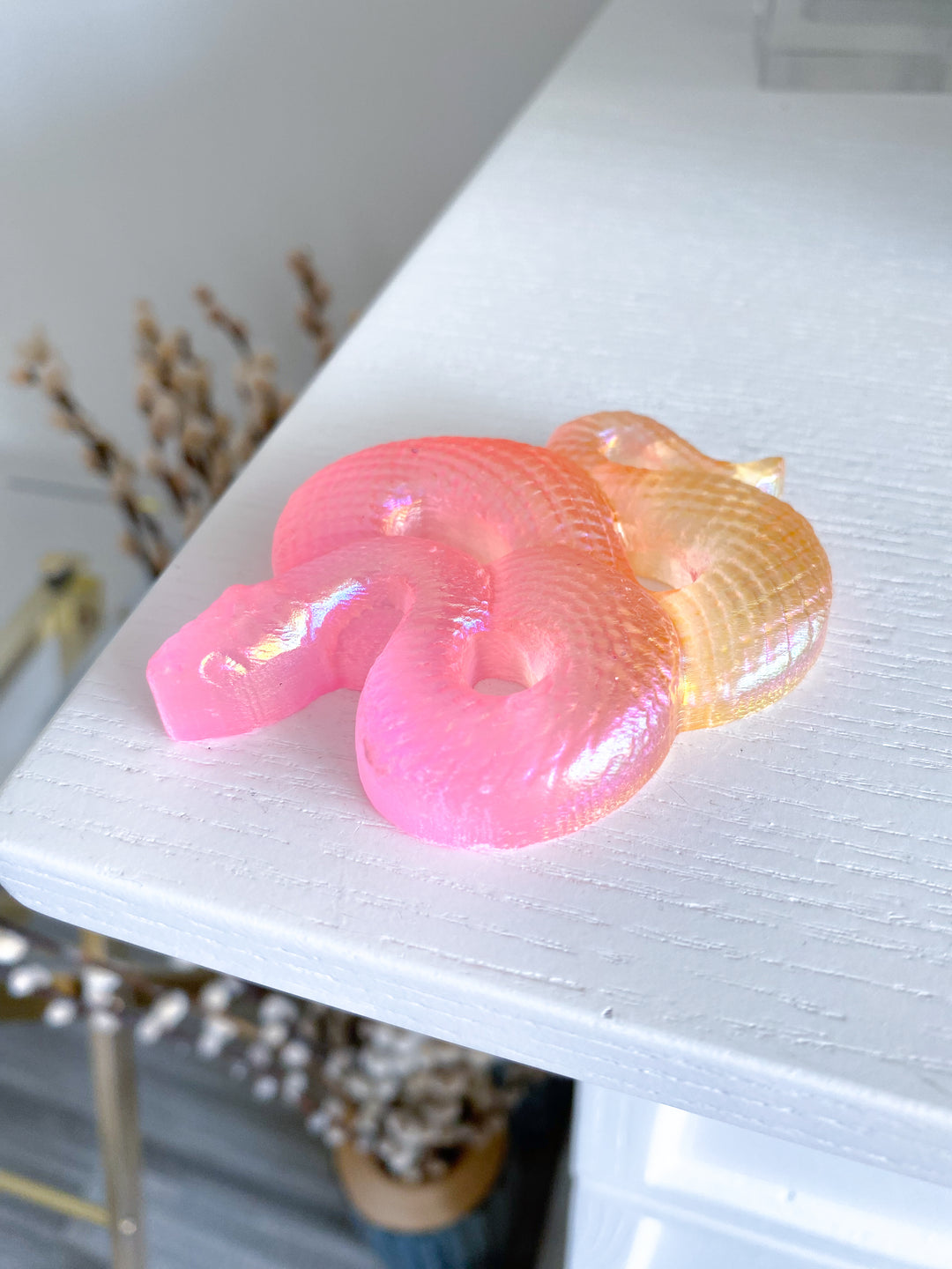 Aura Selenite Snake Carving