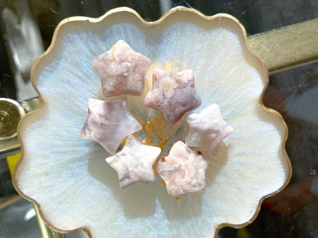 MINI Flower Agate Star Carving