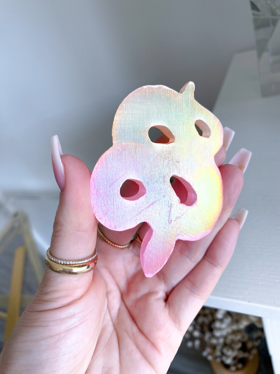 Aura Selenite Snake Carving
