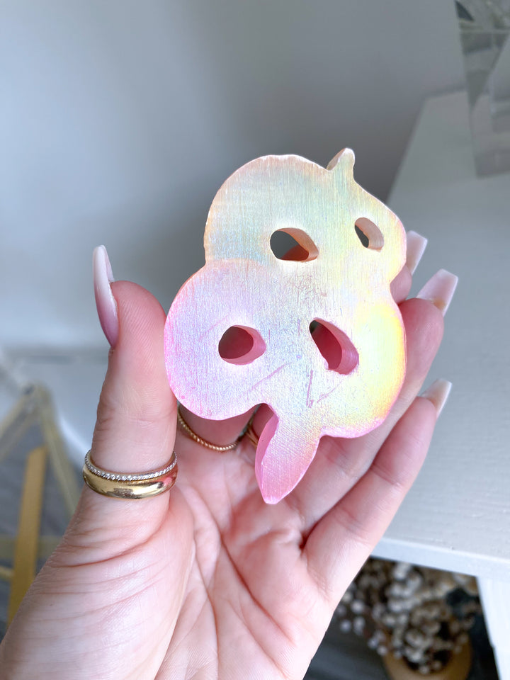 Aura Selenite Snake Carving