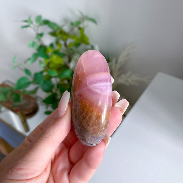 Pink Aragonite Palm Stone 