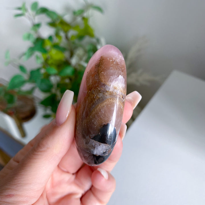 Pink Aragonite Palm Stone 